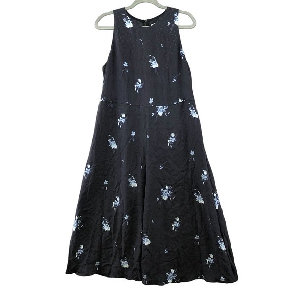 Nordstrom Dresses & Skirts - Nordstrom 100% Silk Navy Blue Floral Midi Dress Sleeveless Womens Size 10